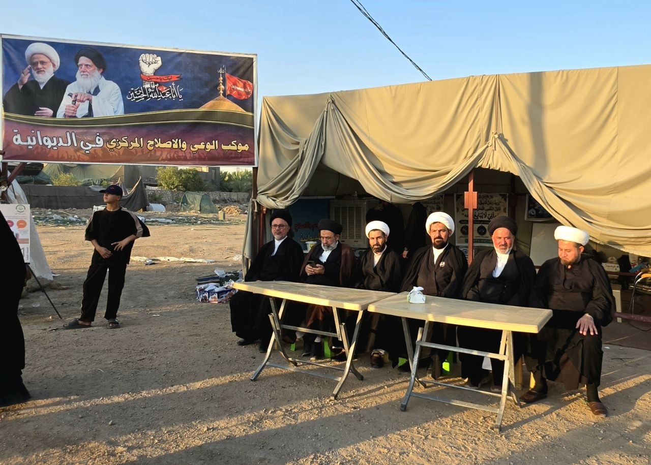 موكب الوعي والإصلاح المركزي يواصل لليوم السابع استقبال زائري الأربعين في الديوانية